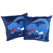 Dinosaur Velociraptor Throw Pillow Blue Accent Plush Embroidered Jurassic Lot 2