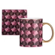 2pc Ashdene Decadence 360ml New Bone China Mug & Coaster Set - Magenta