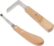 BESPORTBLE Durable Wooden Handle Hoof Trimming Knife 2 Pcs Set Hoof Repair Cutter for Horse Sheep Cattle