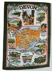 New DEVON England 100% Cotton Tea Towel Souvenir Green Border 51cm x 77cm