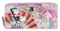 在飛比找樂天市場購物網優惠-Hello Kitty 粉色長皮夾-扇子，長錢包/錢包袋/面