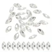 25 Pcs 18x9mm Glass Flat Back Horse Eye Crystal Rhinestones, White
