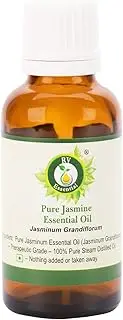 Jasmine Essential Oil | Jasminum Grandiflorum | Jasmine Oil | For Hair | For Body | For Face | For Massage | 100% Pure Natural | Steam Distilled | Therapeutic Grade | 50ml | 1.69oz By R V Essential