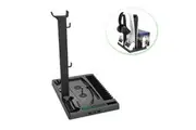 PS5 host universal multi-function cooling base with disc storage rack handle double-seat charging headphone storage bracket black