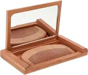 SOESFOUFU Small Vintage Mirror Folding Makeup Mirror Wooden Pocket Rustic Travel Versatile Stylish