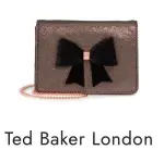 NWT Ted Baker London Jeminna Purse Velvet Bow, Brown Metallic Glitter Bag