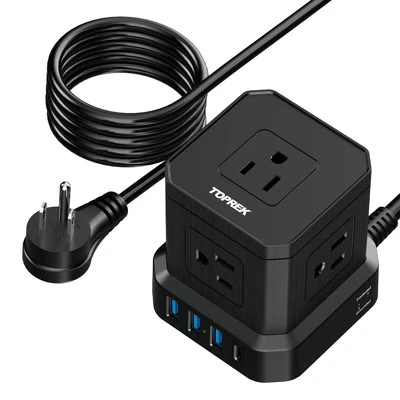 Power Strip with USB-C (3.0A), Surge Protector (700J), 10 FT Extension Cord w...