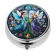1pc Round Metal Mini Pill Box - 3 Compartment Decorative Pocket Purse Pill Case