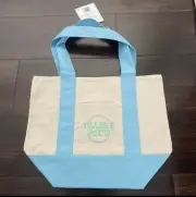 Trader Joe's Mini Pastel Canvas Tote Bag Blue Pastel Limited NWT FAST SHIP