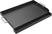 [GLOWYE] 17" x 13" Universal Nonstick Griddle for Gas Grill, Carbon Steel Griddle Plate for BBQ Gas/Charcoal/Gas Stove, Flat Top Plate Grill with Removable Handles for Weber, Charbroil Grills