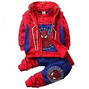 Children Boys Spiderman Sportswear Sweatshirt Vest Pants Suit Clothes Blue 3-4 Years