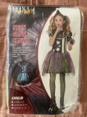 Spirit Halloween Kids Glow in the Dark Neon Clown Costume - Small (4-6)