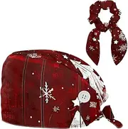 [YTYVAGT] Scrub Caps Women,Scrub Hats Suitable for Women,Christmas Snowflakes Tree