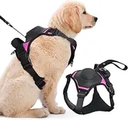 2 in 1 No Pull Dog Harness with Retractable Leash, No Pull Dog Harness & Retractable Dog Leash【Auto-Lock Function】Adjustable Breathable Dog Vest with Control Handle for Medium Dogs(L)