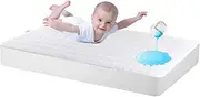 Bamuho Cotton Crib Mattress Protector, Waterproof Toddler Baby Mattress Pad Cover for Standard Crib Mattress, Duck Egg Pattern Quilted - 52" × 28"