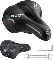 [YOUNGDO] Bike Seat - Comfortable Gel Foam Padded Leather Bicycle Seat, Wide Bike Saddle Cushion for Women and Men, Universal Fit, Shock Absorbing, Including Mounting Wrench, Allen Key, Waterproof Cover