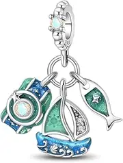 [LNQOBU] 925 Sterling Silver Charms Pendant for Pandora Charm Bracelet Jewellery, Sterling Silver, Cubic Zirconia