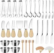 Charcuterie Boards Accessories Charcuterie Utensils Cheese Butter Spreader Knife Set Small Serving Tongs Forks and Spoons Dipping Bowls Honey Dippers Toothpick Flags for Party Platter Appetizers