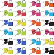 24-Piece Multicolor Keyed Padlocks | Durable Copper Luggage & Suitcase Locks with Keys | Metal Padlocks Luggage Padlocks Small Mini Padlock Keyed| Compact & Lightweight for Travel, Gym, School