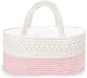Basket Portable Holder Tote Bag for Changing Table Car Travel Baby Shower Gifts Newborn Essentials Registry Must Have Items Pink