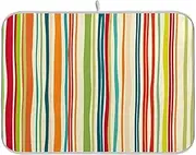 Vertical Wavy Lines Pastel Colors Orange Kitchen Mat for Dishes，counter Top Mats