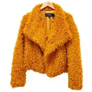 NWT Vero Moda Jayla Shaggy Short Teddy Moto Jacket Thai Curry Women’s Size Small