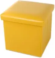 Storage Stool Cushion Pouffe Ottoman Chairs Toy Box Chest Removable Cover Soft Seat (Color : Yellow)