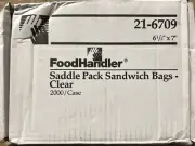 Food handler Saddle Pack Sandwhich Bags-Clear-2000 Bags