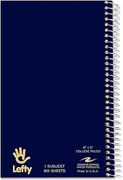 Roaring Spring Lefty Wirebound Spiral Left Handed Mini Notebook, 1 Subject, 8"x5", 80 White Sheets College Ruled Paper, Assorted Cover Colors, Wire On Right Side For Easier Left Handed Use (Pack of 1)