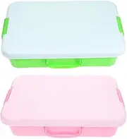 Vaguelly 2pcs Play Tray with Lid: Portable Sensory Bin - Sandbox for Kids - Stackable Plastic Storage Containers - Organizers for Toys Sand Arts Crafts