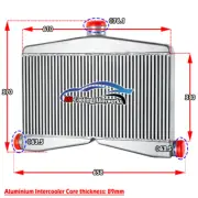 Two 2.5" Inlets One 3" Center Outlet Turbo Bar Plate Intercooler 3.5" Core ASI