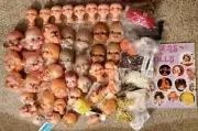 Large lot 43 Vintage Darice Doll Heads + Hands 8 Hair Instruction book patterns