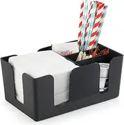 CTTPEG Black Classic Bar Caddy - Cocktail Napkins Accessories Holder Caddies, Table Storage Organiser,Straw Holder