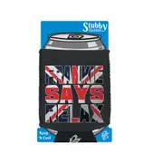 Frankie Union Jack - Funny Novelty Stubby Holder With Base
