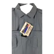 Blue Police Security Uniform Shirt Blauer Mens Medium Pockets Short Sleeve