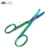 Multi Titanium Color Rainbow Safety Nose Mustache Scissor 3.5" Curved Stainless