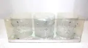 NEW Set of 3 Frosted Candle Holder W/Silver Snowflakes & Ribbon