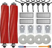 [Soniicmomo] Accessories Kit Compatible with Roborock Q Revo Robtic Vacuum Cleaner, 2 Main Brush Roller, 4 Hepa Filters,4 Mop Pads,4 Dust Bags, 6 Side Brush,20 Pack Replacement Parts