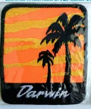 Darwin NT - Sunset & Palm Trees - Vintage Souvenir Cloth Badge Patch