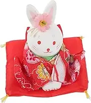 Abaodam Japanese Kimono Rabbit Statue Bunny Figurines Decor for Home Office Car Dashboard Aesthetic Car Ornament Special for Family Friends