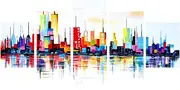 COFUNU Handdrawn Abstract Color Block Urban Decoration Canvas Reflection Frame Hanging Painting,Hand-painted With Frame,40cm*60cm*2pcs+40cm*80cm*2pcs+40cm*100cm*1pcs