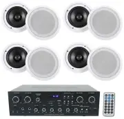 Technical Pro RX400X4 Bluetooth Home Receiver Amp+(8) 8" White Ceiling Speakers