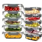 Glass Meal Prep Containers - 10 Pack Glass Food Storage Containers with Lids ...