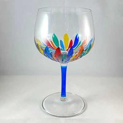Blue Stem Incanto Large Venetian Wine/Gin Glass - Handmade in Italy Murano Glass