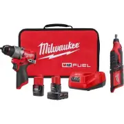 Milwaukee Drill Driver Kit 1/2" 12-V Li-Ion Brushless Cordless with Rotary Tool