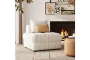 Single Seater Upholstered Armless Couch Boucle Beige