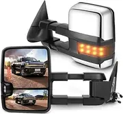 SCITOO Towing Mirrors Compatible With 1988-1998 For Chevy For GMC C1500/K1500 1988-2000 For Chevy For GMC C2500/K2500/K3500 A Pair Power Adjusted No Heated LED Turn Signal Clearance Light Chrome