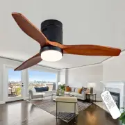 42 Inch Low Profile Ceiling Fans with Lights and Remote, Flush Mount Ceiling ...