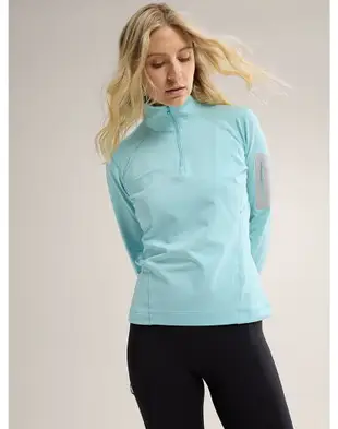 Arcteryx 始祖鳥 Rho Zip Neck 女款 長袖排汗衣/刷毛套頭衫 X000007336 流水藍 Glissade