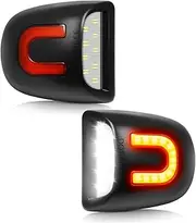 Asgohme White LED License Plate Lights with Red U-shaped Light Strip Rear Bumper Tag Lamp Assembly Compatible with Chevrolet Silverado Suburban Tahoe GMC Sierra 1500 2500 3500 Yukon XL, Pack of 2